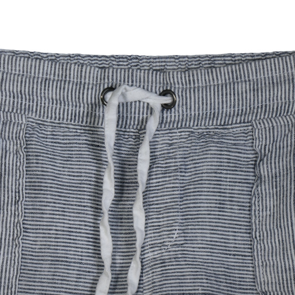 Athleta Shorts Women Size 10 Blue White Striped 100% Linen Pockets Nautical - Picture 3 of 9